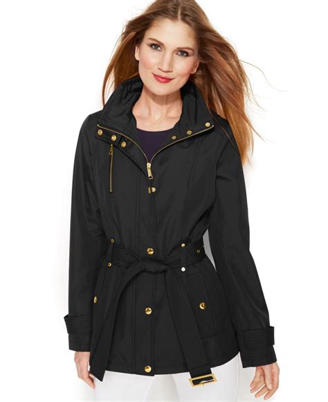 michael kors belted jacket with hood|michael kors anorak.